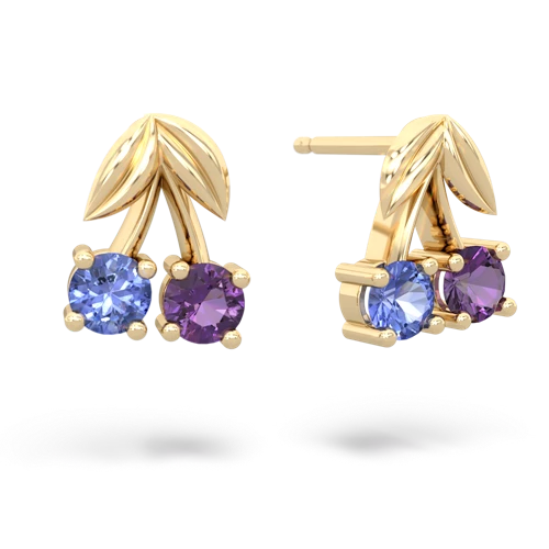 tanzanite-amethyst cherries earrings