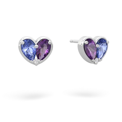 tanzanite-amethyst one heart earrings