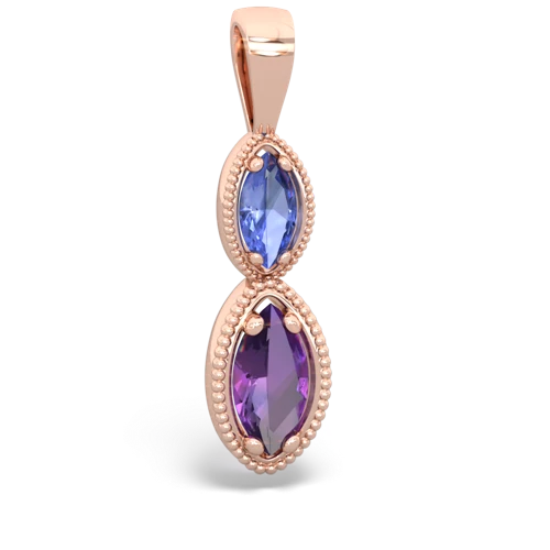 Tanzanite Genuine Tanzanite with Genuine Amethyst Antique-style Halo pendant Pendant