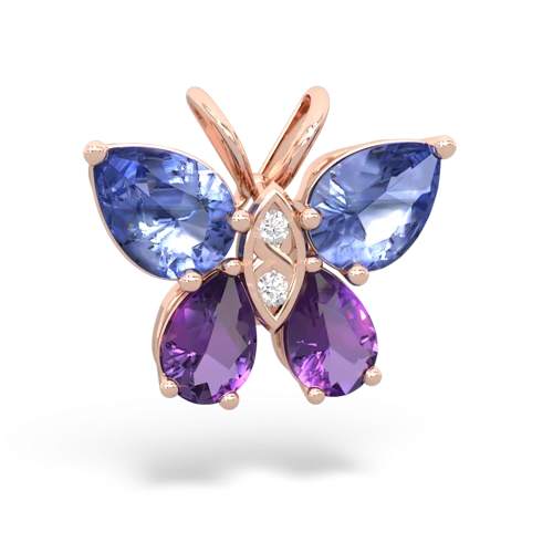 tanzanite-amethyst butterfly pendant