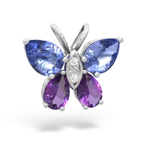 tanzanite-amethyst butterfly pendant