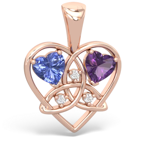 tanzanite-amethyst celtic heart pendant