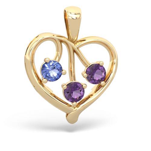 tanzanite-amethyst love heart pendant