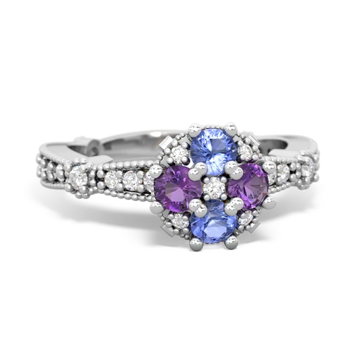 tanzanite-amethyst art deco engagement ring