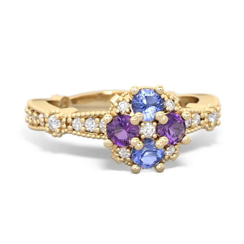 tanzanite-amethyst art deco engagement ring