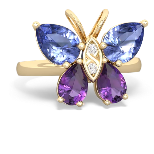 tanzanite-amethyst butterfly ring