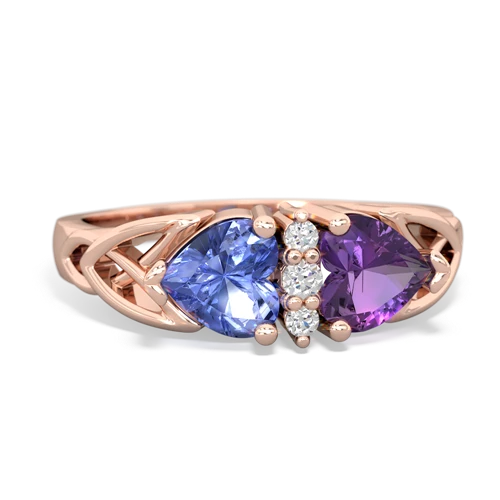 tanzanite-amethyst celtic ring