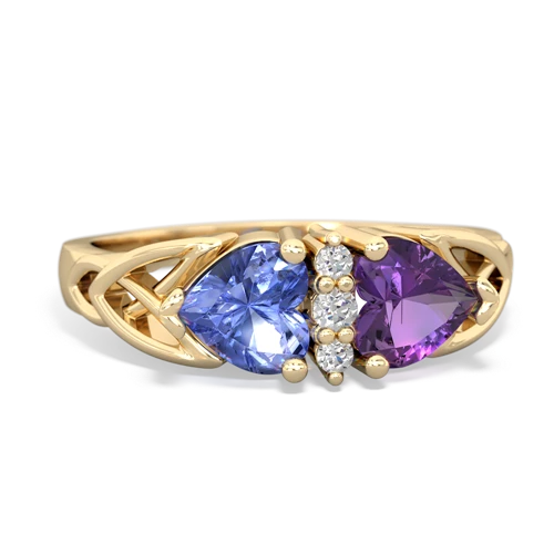 tanzanite-amethyst celtic ring