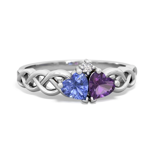 tanzanite-amethyst celtic braid ring