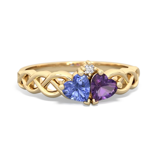 tanzanite-amethyst celtic braid ring