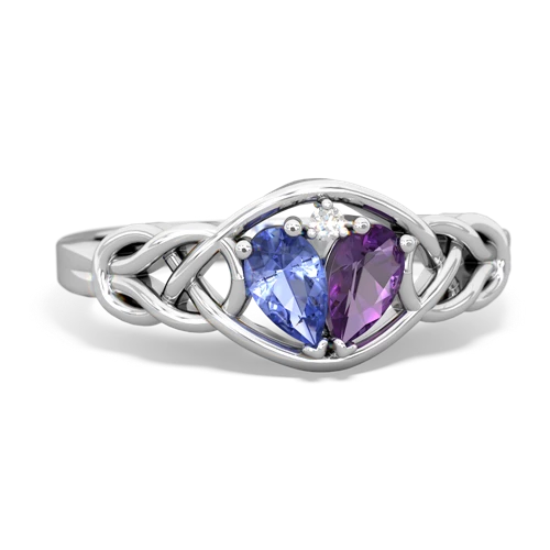 tanzanite-amethyst celtic knot ring