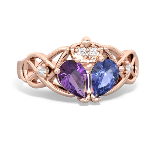 tanzanite-amethyst claddagh ring