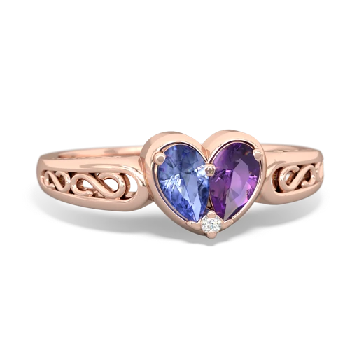 tanzanite-amethyst filligree ring