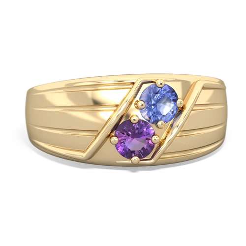 tanzanite-amethyst mens ring