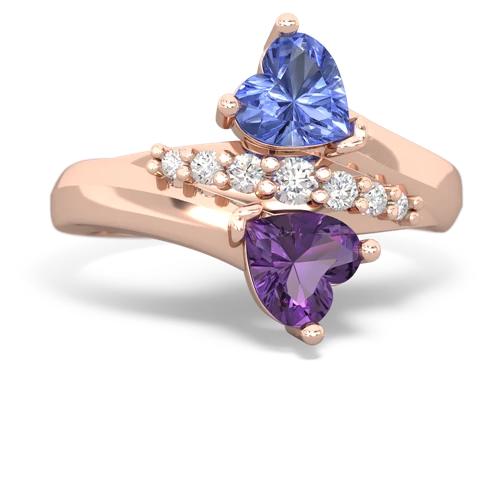 tanzanite-amethyst modern ring