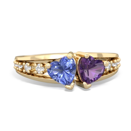 tanzanite-amethyst modern ring