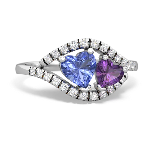 tanzanite-amethyst mother child ring