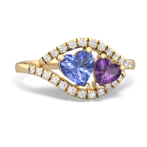 tanzanite-amethyst mother child ring