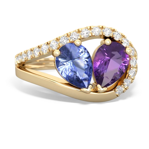 tanzanite-amethyst pave heart ring