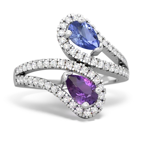 tanzanite-amethyst pave swirls ring