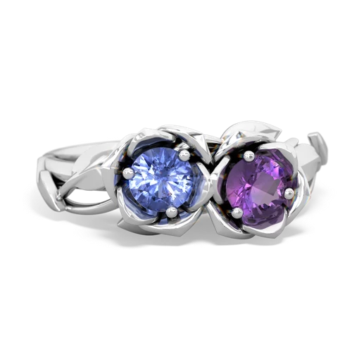 tanzanite-amethyst roses ring