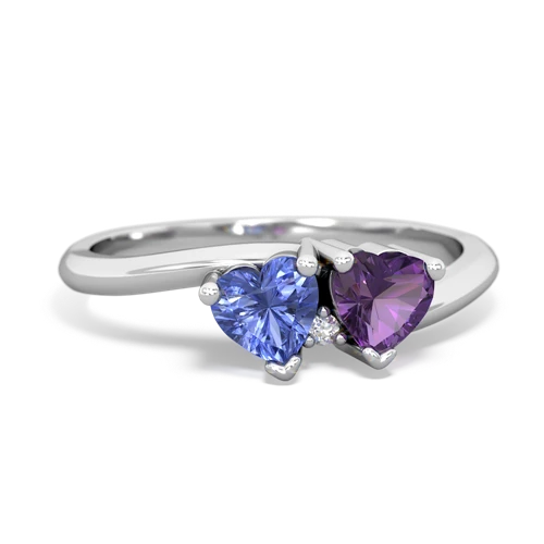 tanzanite-amethyst sweethearts promise ring