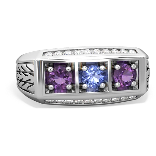 tanzanite-amethyst three stone ring