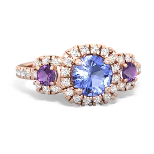 tanzanite-amethyst three stone regal ring