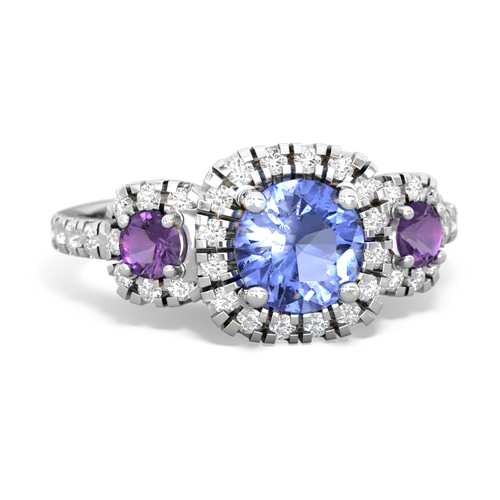 tanzanite-amethyst three stone regal ring