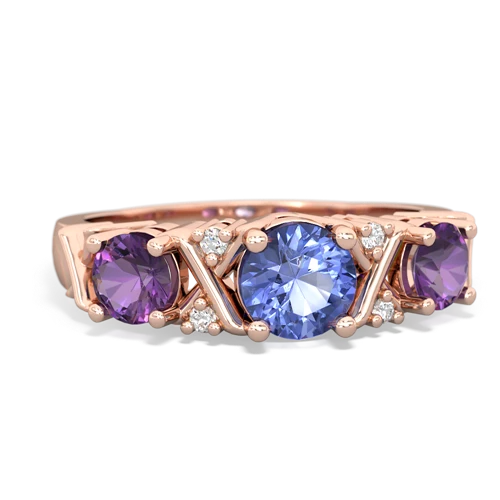 Tanzanite Genuine Tanzanite with Genuine Amethyst and Genuine Opal Hugs and Kisses ring Ring
