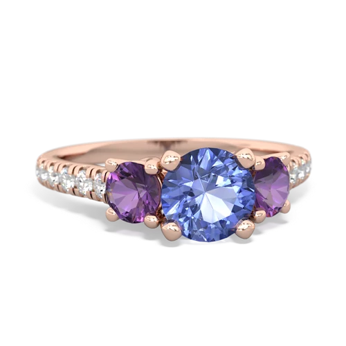 tanzanite-amethyst trellis pave ring