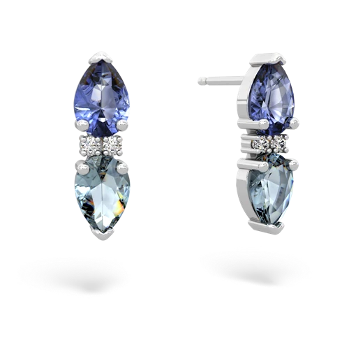 tanzanite-aquamarine bowtie earrings