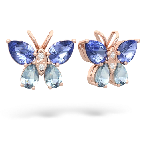 tanzanite-aquamarine butterfly earrings