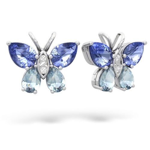 tanzanite-aquamarine butterfly earrings