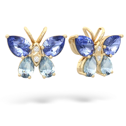 tanzanite-aquamarine butterfly earrings