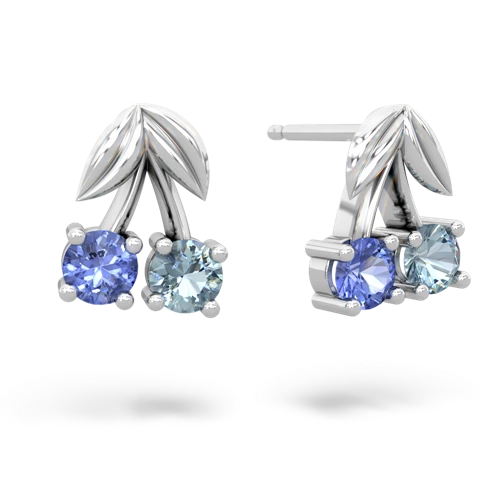 tanzanite-aquamarine cherries earrings