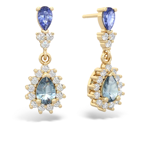 tanzanite-aquamarine dangle earrings