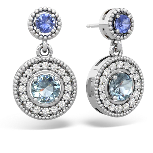 tanzanite-aquamarine halo earrings