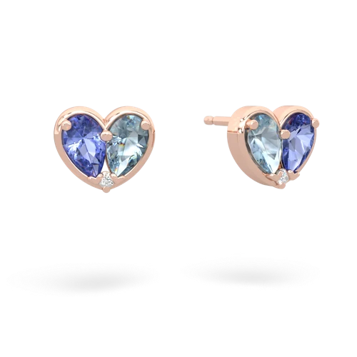 tanzanite-aquamarine one heart earrings