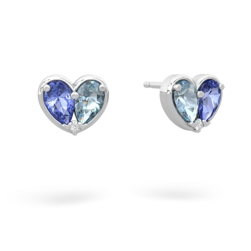 tanzanite-aquamarine one heart earrings