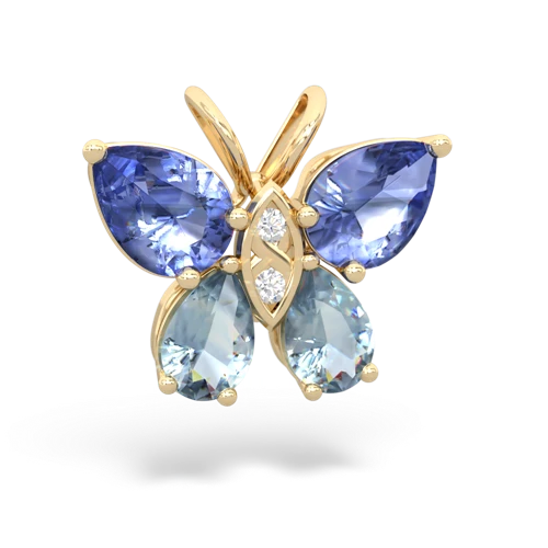 tanzanite-aquamarine butterfly pendant