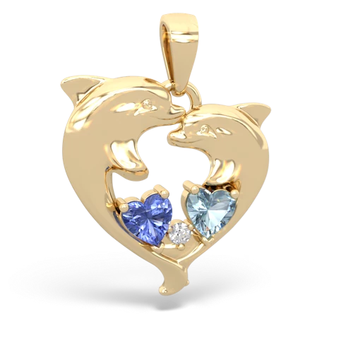 tanzanite-aquamarine dolphins pendant