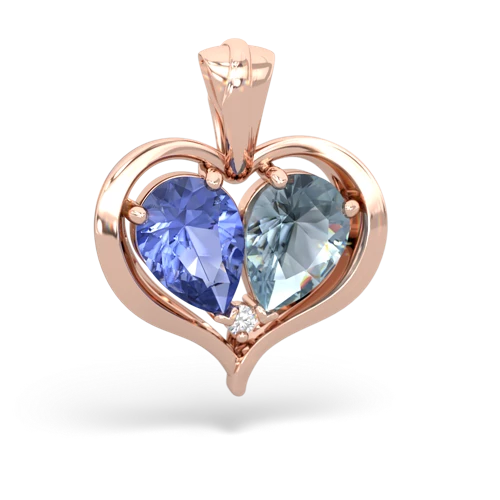 tanzanite-aquamarine half heart whole pendant