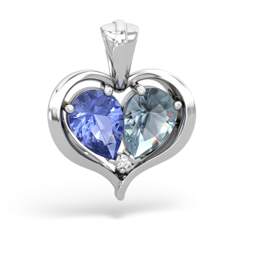 tanzanite-aquamarine half heart whole pendant