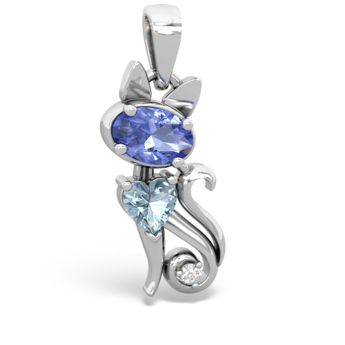 tanzanite-aquamarine kitten pendant