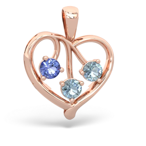 tanzanite-aquamarine love heart pendant