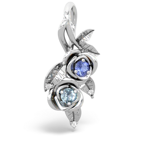 tanzanite-aquamarine rose vine pendant
