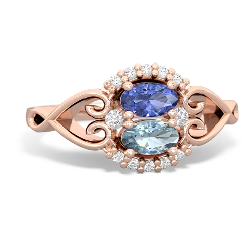 tanzanite-aquamarine antique keepsake ring