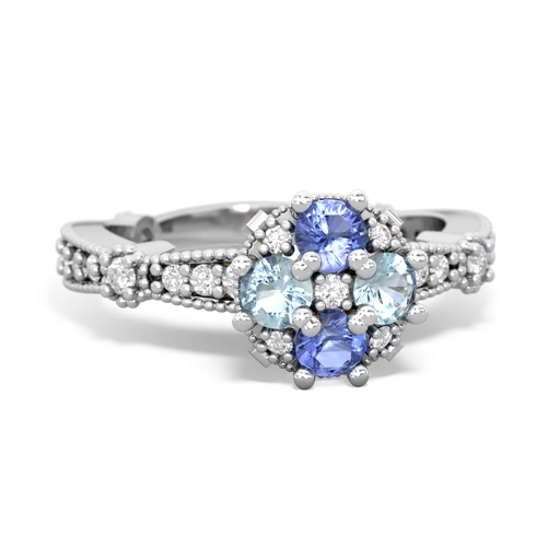 tanzanite-aquamarine art deco engagement ring