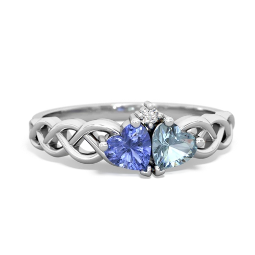 tanzanite-aquamarine celtic braid ring